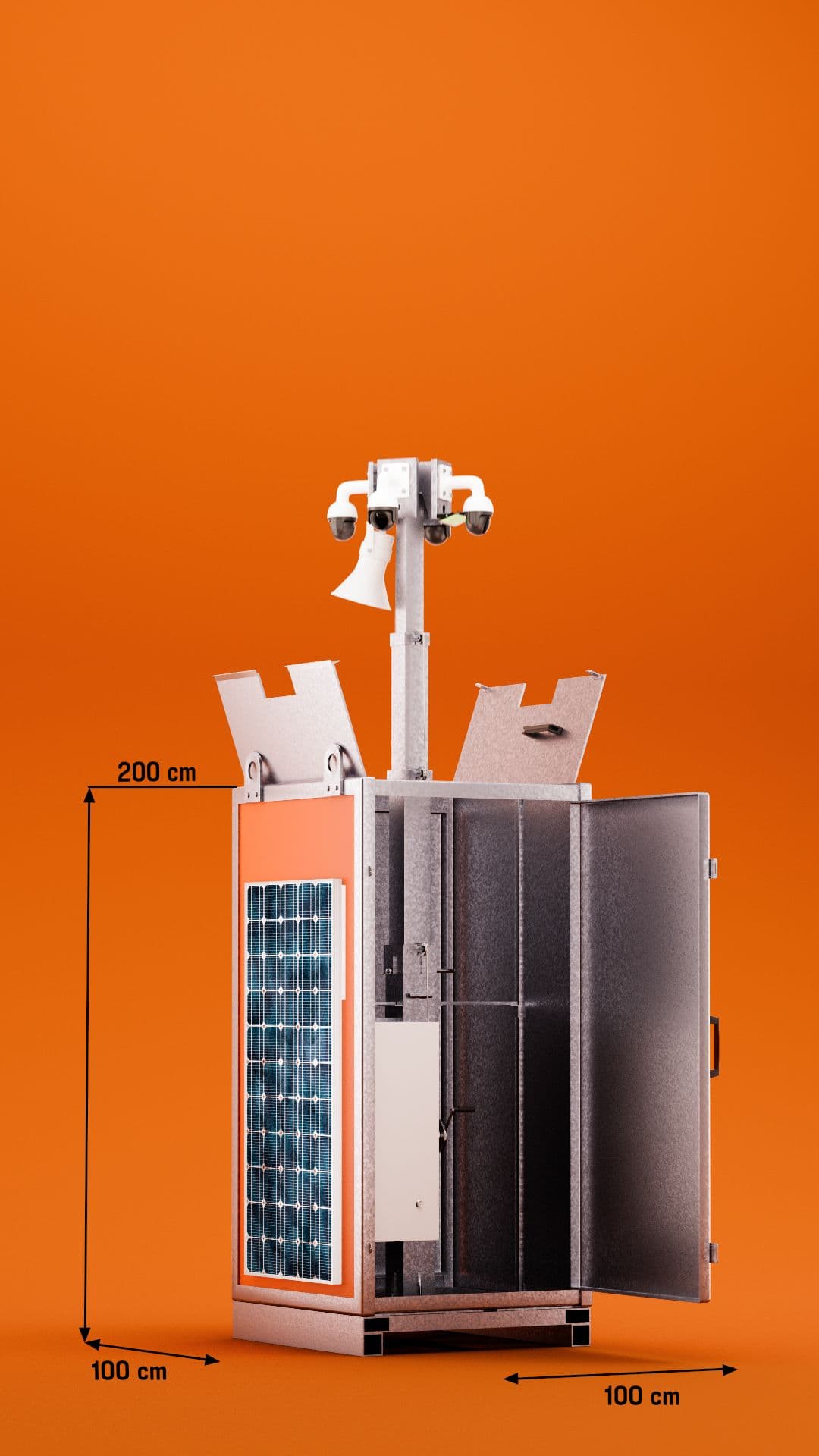 bic-tec Solar-Videoturm während des Aufbaus
